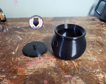 Cauldron w/ Lid/ 3D Printed / Storage / Office / MysticMesh3D