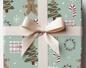 Gingerbread Man Christmas Wrapping Paper, Christmas, Wrapping Paper, Christmas Wrapping Paper, Holiday Gift Wrap