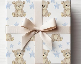 Teddy Bear Wrapping, Baby Boy Wrapping Paper, Teddy Gift wrap, Baby Shower Gift, Baby Boy, Wrapping paper, Wrapping, Baby Shower, Birthday