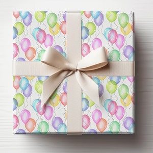 Birthday Wrapping Paper, Birthday Balloons, Colorful Balloon Wrapping Paper, Gift Wrap