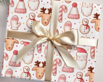 Christmas Cookie Wrapping Paper, Christmas Baking, Merry Christmas Wrapping Paper, Holiday Gift Wrap, Christmas Sugar Cookie, Pink Christmas