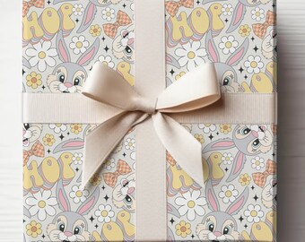 Retro Hip Hop Bunny Easter Wrapping Paper, Adorable Bunnies Gift Wrap, Wrapping Paper, Easter Gift, Easter Basket, Easter Rabbit