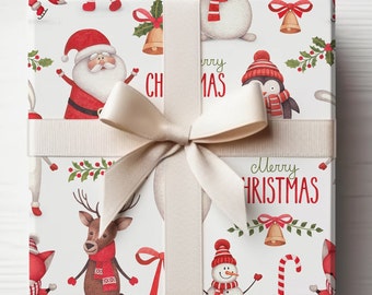 Vintage Christmas Wrapping Paper: Holiday Animals, Santa