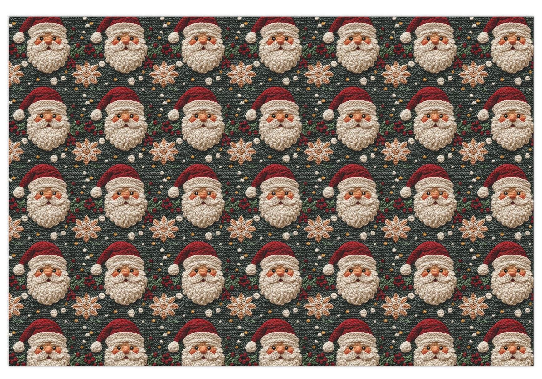 Faux 3D Knitted Vintage Christmas Wrapping Paper, Christmas Gift Wrap, Holiday Gift Wrap, Christmas Gifts, Santa Gift Wrap