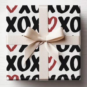 Xoxo Wrapping Paper, Valentine Gift Wrap, Wrapping Paper, Valentine's Day Gift, Gifts for Her, Birthday Gift wrap, Tween gift image 1