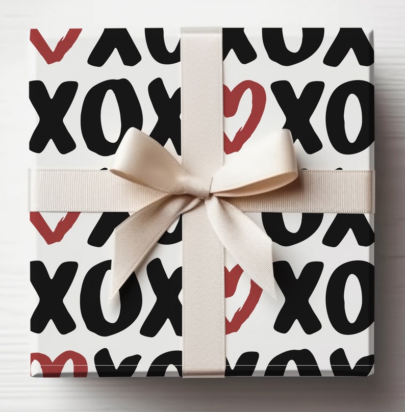 Xoxo Wrapping Paper, Valentine Gift Wrap, Wrapping Paper, Valentine's Day Gift, Gifts for Her, Birthday Gift wrap, Tween gift image 1