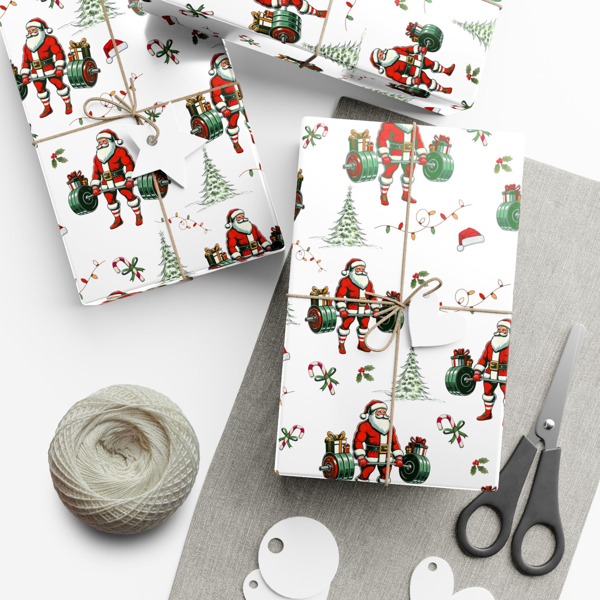 Weightlifting Santa Christmas Wrapping Paper, Crossfit, Sports Gift Wrap, Wrapping Paper, Christmas Gifts, Unique Gift, Santa Wrapping