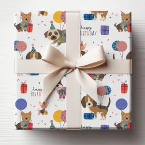 Inpakpapier verjaardag honden, cadeaus voor hondenmoeder, inpakpapier voor honden, verjaardagscadeau, cadeauverpakking voor feest