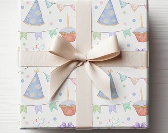 Papel de regalo de feliz cumpleaños, papel de regalo de cumpleaños de pastel rosa, papel de regalo, regalo de cumpleaños