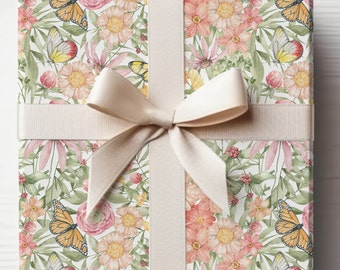 Papel de regalo para el Día de la Madre, Papel de regalo floral, Papel de regalo de feliz cumpleaños, Papel de regalo de cumpleaños con mariposas, Papel de regalo, Regalo de cumpleaños