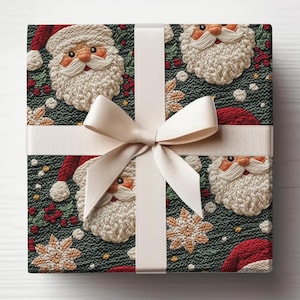 Carta da regalo natalizia vintage lavorata a maglia 3D finta, carta da regalo natalizia, carta da regalo per le feste, regali di Natale, carta da regalo di Babbo Natale