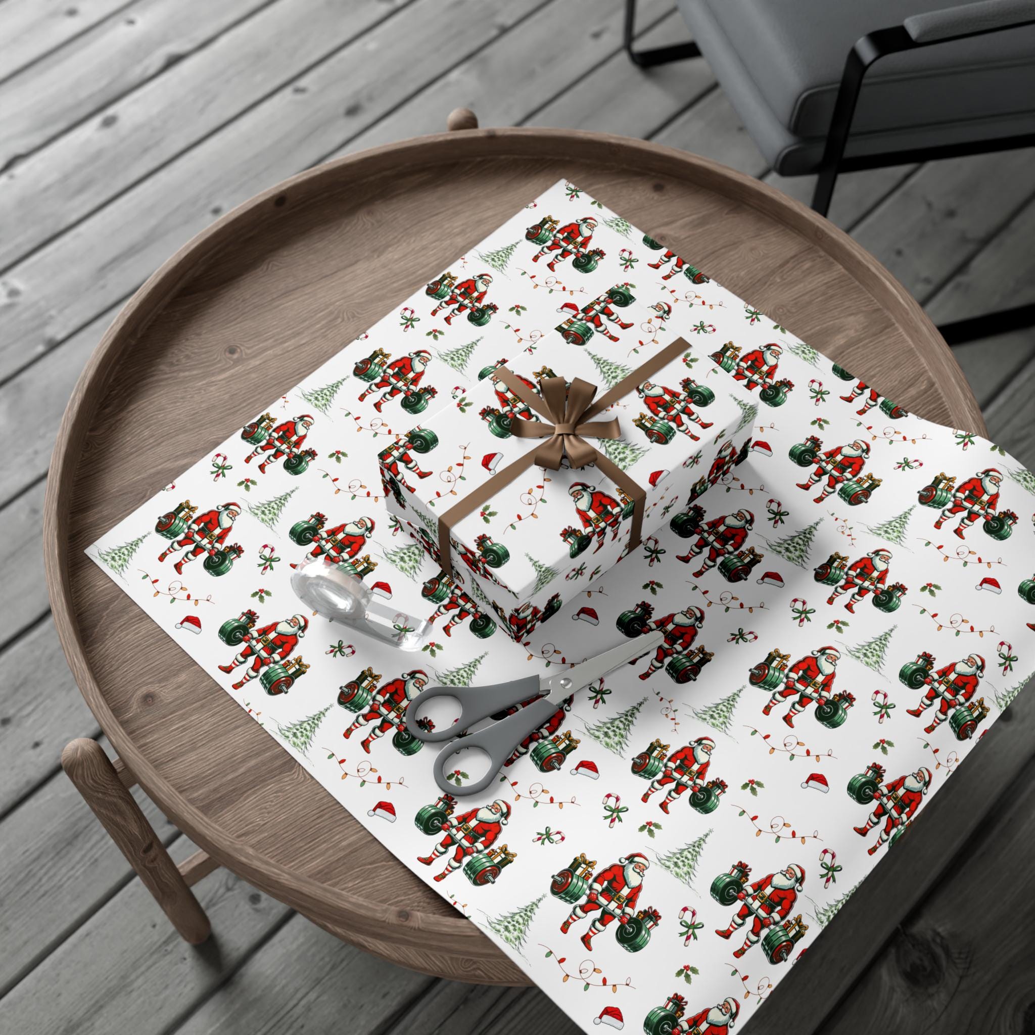 Weightlifting Santa Christmas Wrapping Paper, Crossfit, Sports Gift Wrap, Wrapping Paper, Christmas Gifts, Unique Gift, Santa Wrapping