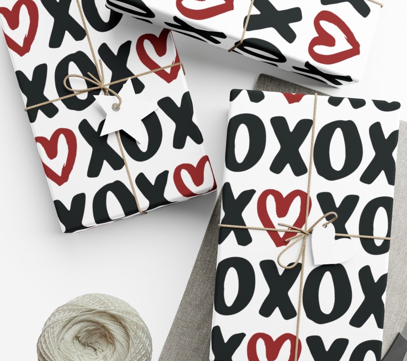 Xoxo Wrapping Paper, Valentine Gift Wrap, Wrapping Paper, Valentine's Day Gift, Gifts for Her, Birthday Gift wrap, Tween gift image 3