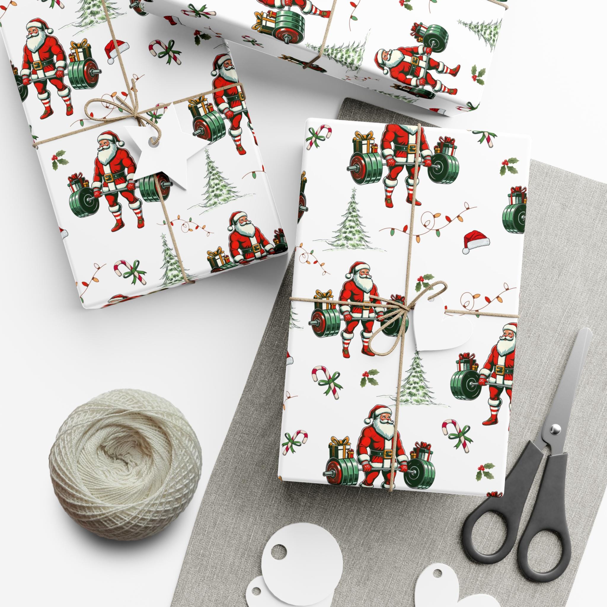 Weightlifting Santa Christmas Wrapping Paper, Crossfit, Sports Gift Wrap, Wrapping Paper, Christmas Gifts, Unique Gift, Santa Wrapping