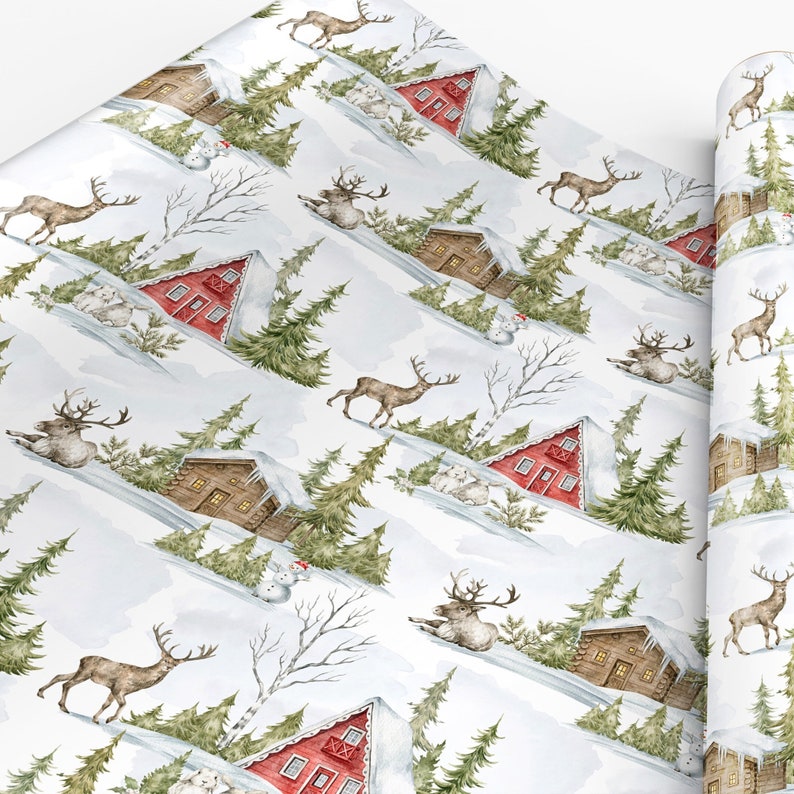 Nordic Winter Wonderland Wrapping Paper Christmas Gift Wrap - Etsy