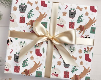 Christmas Dogs Gift Wrap, Merry Christmas Wrapping Paper, Holiday Gift Wrap, Holiday Dog, Dog Gift