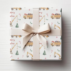 Carta da regalo per camion da costruzione, carta da regalo, carta da regalo natalizia, regali di Natale, regali per ragazzi, Natale per bambini piccoli, camion giocattolo