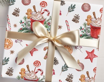 Christmas Cocoa Wrapping Paper, Christmas Wrapping Paper, Christmas Gift Wrap, Holiday Gift Wrap