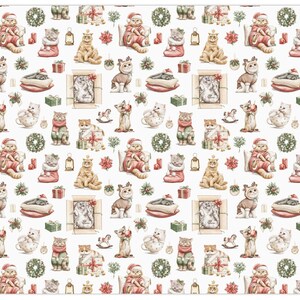 Christmas Cat Wrapping Paper: Vintage Rustic Kitten Gift Wrap image 5