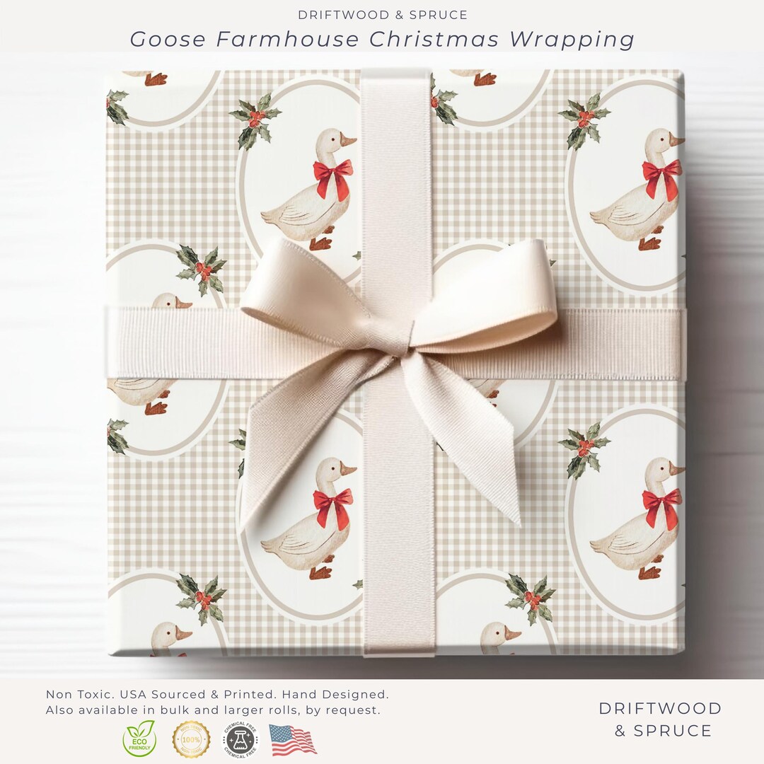 Gooseberry Wrapper Christmas Goose Wrapping Paper: Usa-made Eco-friendly Gift Wrap - Etsy