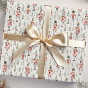 Nutcracker Christmas Gift Wrap, Merry Christmas Wrapping Paper, Vintage Gift Wrap