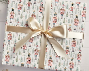 Nutcracker Christmas Gift Wrap, Merry Christmas Wrapping Paper, Vintage Gift Wrap