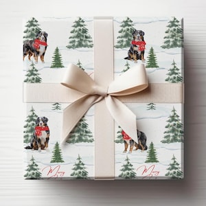 Carta da regalo, Carta da regalo natalizia innevata con cane da montagna bernese, Carta da regalo per le feste, Carta da regalo natalizia per amanti dei cani, Carta con design festivo per cani,