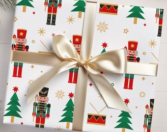 Nutcracker Christmas Wrapping Paper, Woodland Christmas Wrapping Paper, Holiday Gift Wrap