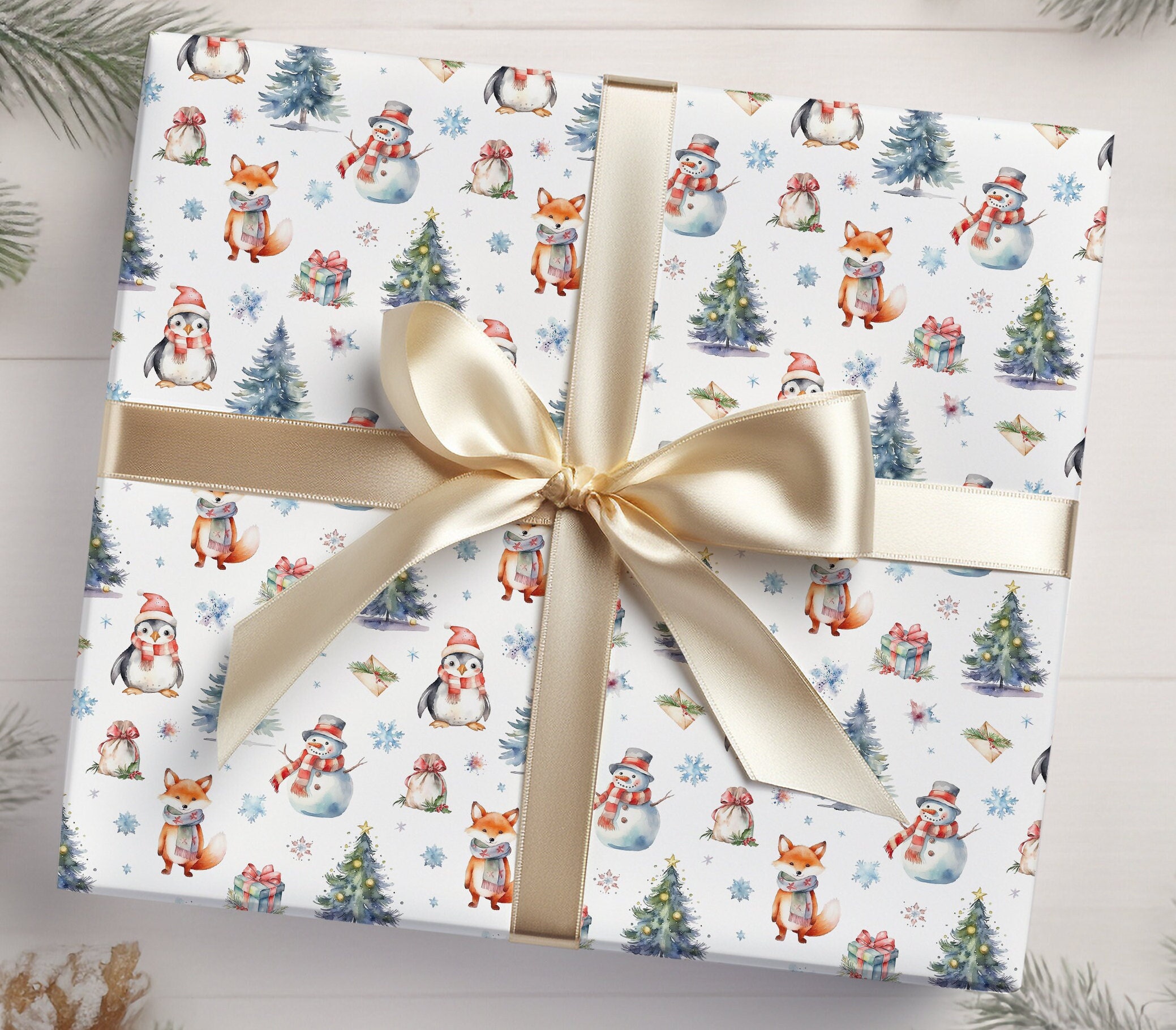 Woodland Animal Christmas Wrapping Paper Sheets 20x29 – Abbie Ren