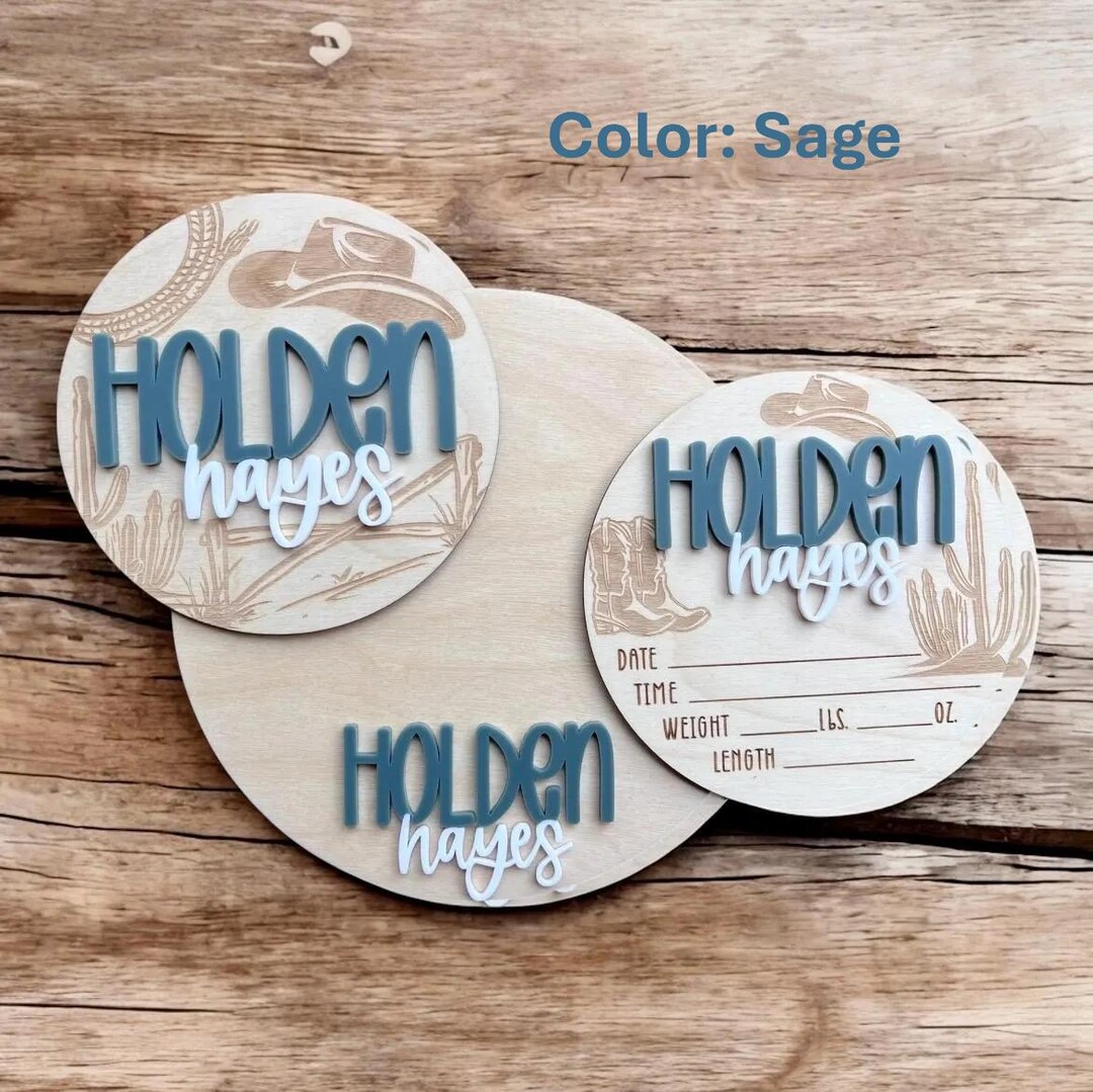 Personalized Baby Announcement Sign - Wooden Birth Stat Round With ...