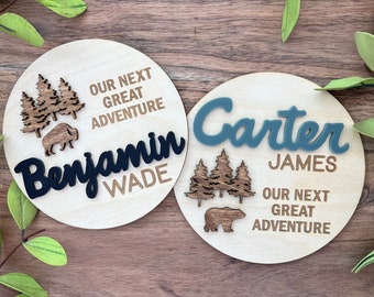 Baby Announcement Sign, Birth Announcement Sign, Birth Stat Sign, Personalized Baby Name Sign, National Park Sign, National Forest