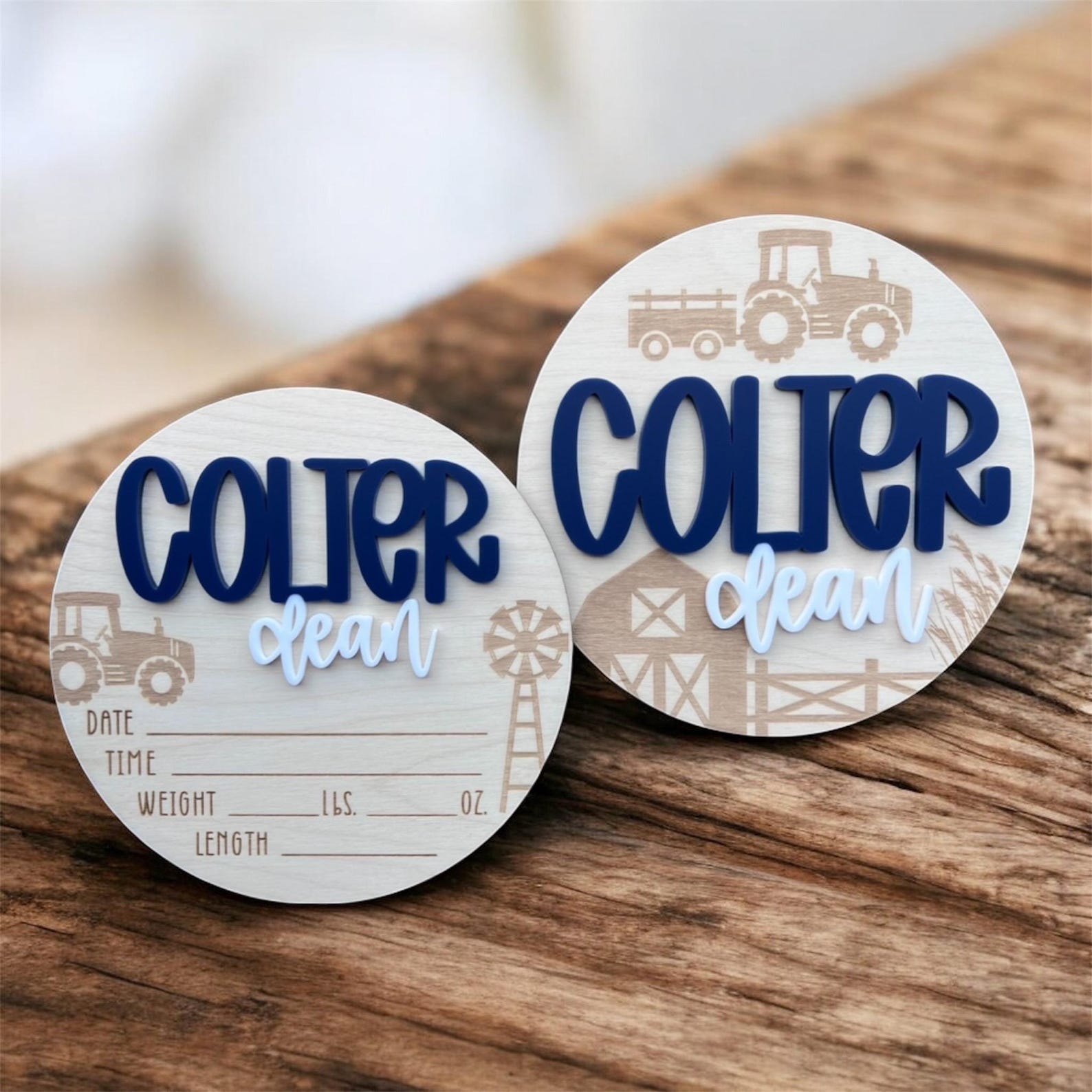 Baby Name Rounds Farm Baby Rounds, Baby Announcement Sign, Birth Announcement, Stat Sign ...