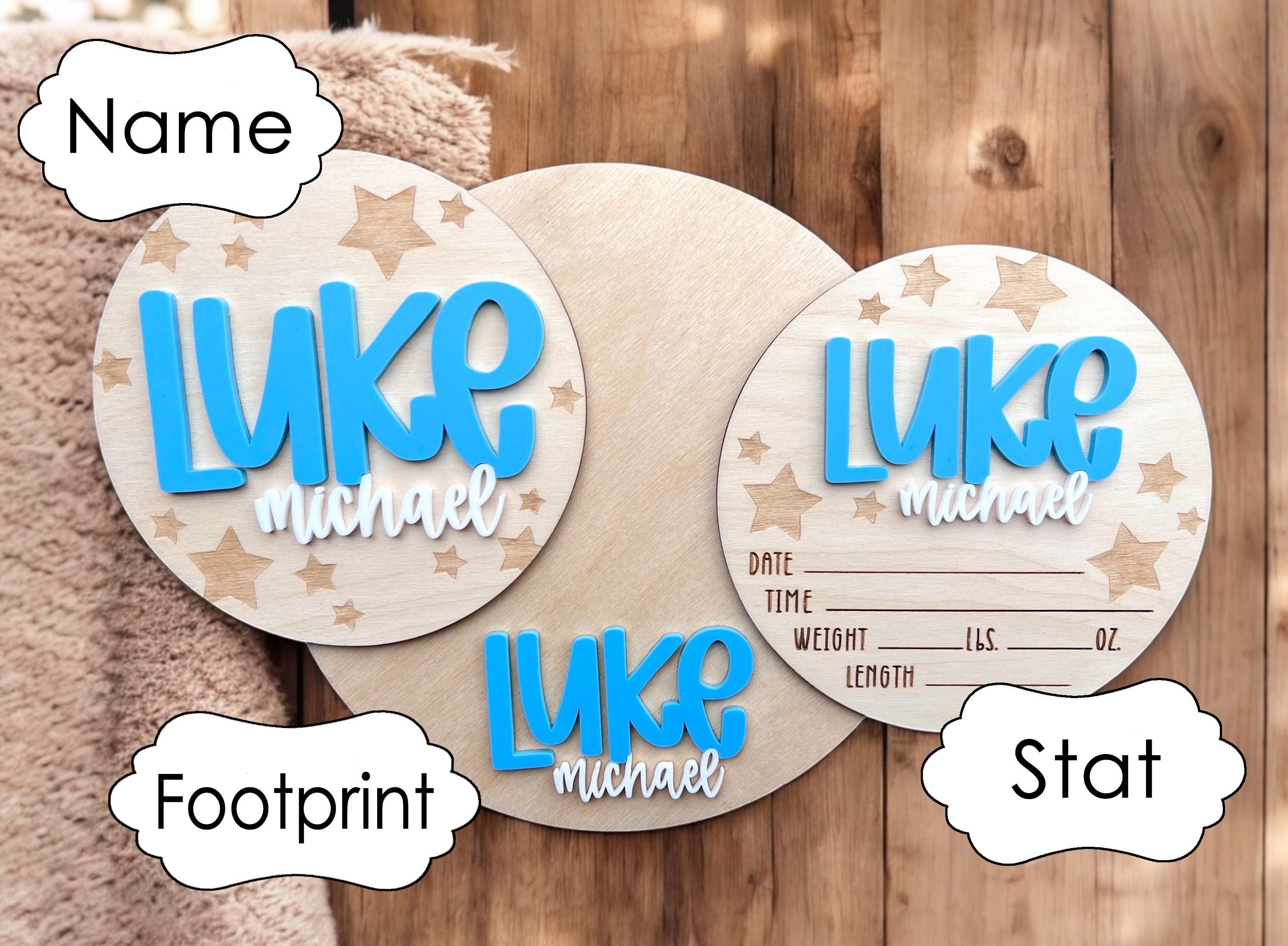 Baby Name Rounds Baby Announcement Sign With Stars, Birth Announcement Sign, Stat Sign ...