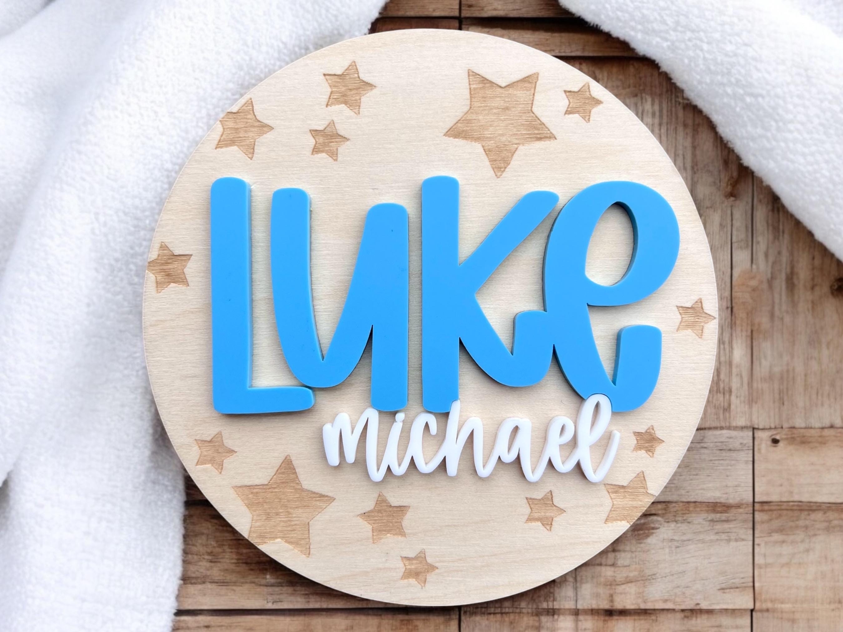 Baby Name Rounds Baby Announcement Sign With Stars, Birth Announcement Sign, Stat Sign ...