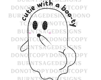 Cutie with a Bootie PNG, ghost png, cute ghost png, booty ghost png, adorable ghost png, halloween png, cute halloween png, halloween ghost