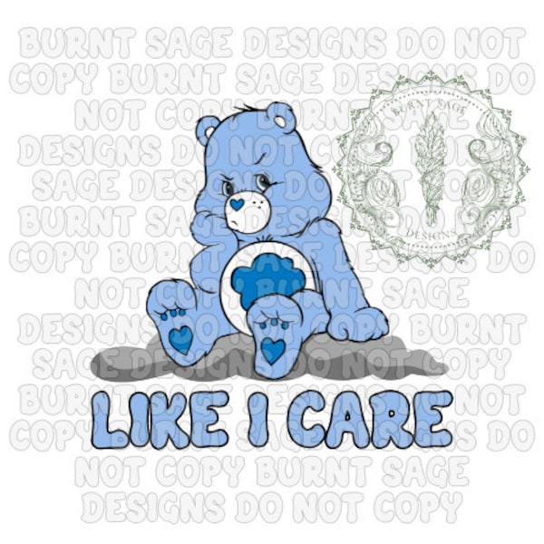 Like I Care PNG svg, Carebear PNG, Grumpy Bear PNG, Grumpy Care Bear svg, I dont care, attitude png, grumpy png, grumpy girl aesthetic svg