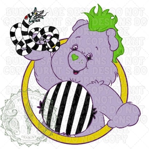 Beetlejuice Carebear PNG, Carebear PNG, Beetlejuice Bear PNG, Beetlejuice design, Halloween carebear, Beetlejuice shirt design png, carebear