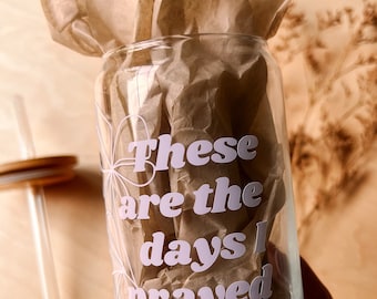 Glass cup with bamboo lid and straw