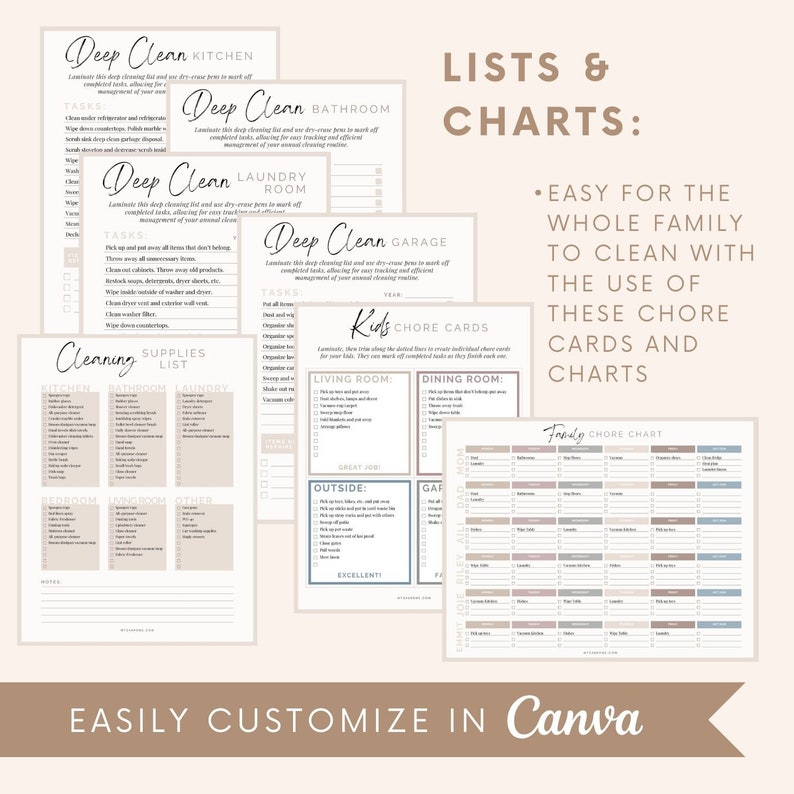 Cleaning Checklist Bundle - Etsy