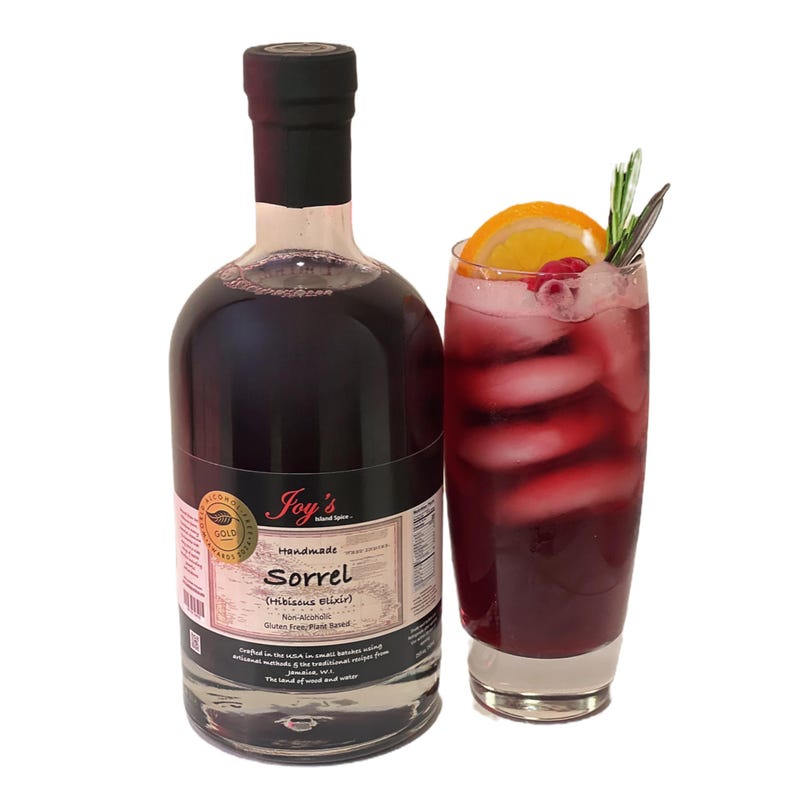 Joy's Island Spice Jamaican Sorrel Hibiscus Elixir /Award-Winning NonAlcoholic Botanical Aperitif/ Mocktail Mixer /Caribbean Hibiscus Ginger image 2