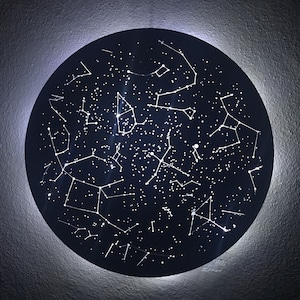 Carte du ciel étoilée comme cadeau de Saint-Valentin pour les couples - Carte des étoiles avec veilleuse - Carte de la constellation personnalisée - Cadeaux 1er 5e 10e anniversaire