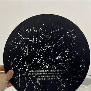 Veilleuse carte des étoiles personnalisée par date, lampe de bureau LED carte des étoiles, carte de la constellation personnalisée, ciel nocturne par date, cadeaux fête de la femme pour lui