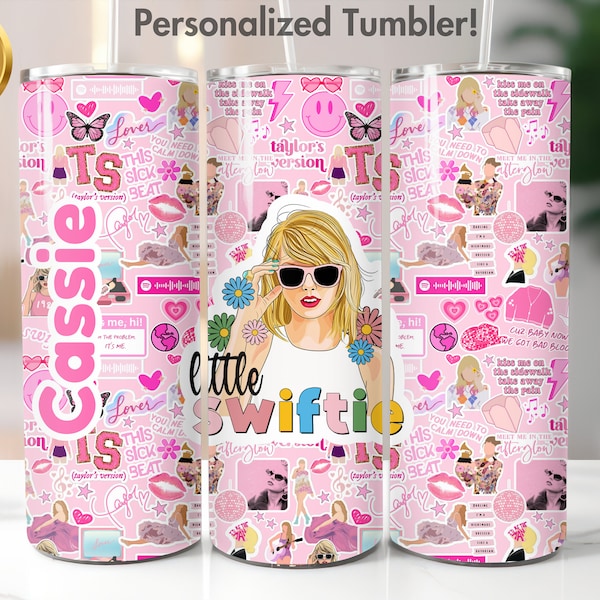 Little Swiftie Personalized Tumbler, Taylor Sublimation Tumbler Cup, Swift Cup with Name, 20 oz Tumbler with straw and lid, Swift Fan, Tay