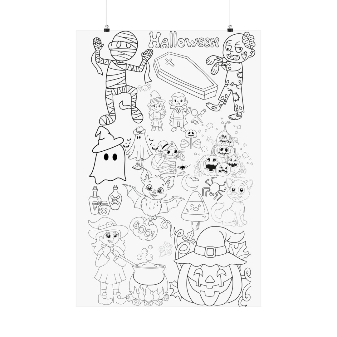 Halloween Coloring Poster Matte Vertical Posters - Etsy