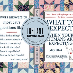 Custom Cat Pregnancy Announcement Template Book Cover