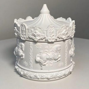 Carousel Candle Jar, Candle Box, Carousel Horse Storage Jar, Home Decor, Pearly, Vintage, Ornament