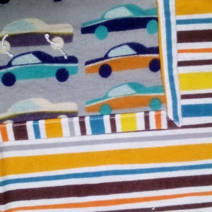 Handmade Quilt: Stripes/Cars/Stripes, reversible
