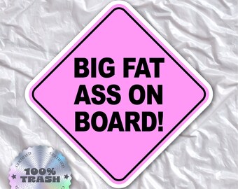 Pegatina para parachoques con un gran trasero a bordo: divertida calcomanía de vinilo rosa y negro
