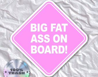 Pegatina para parachoques con un gran trasero a bordo: divertida calcomanía de vinilo rosa