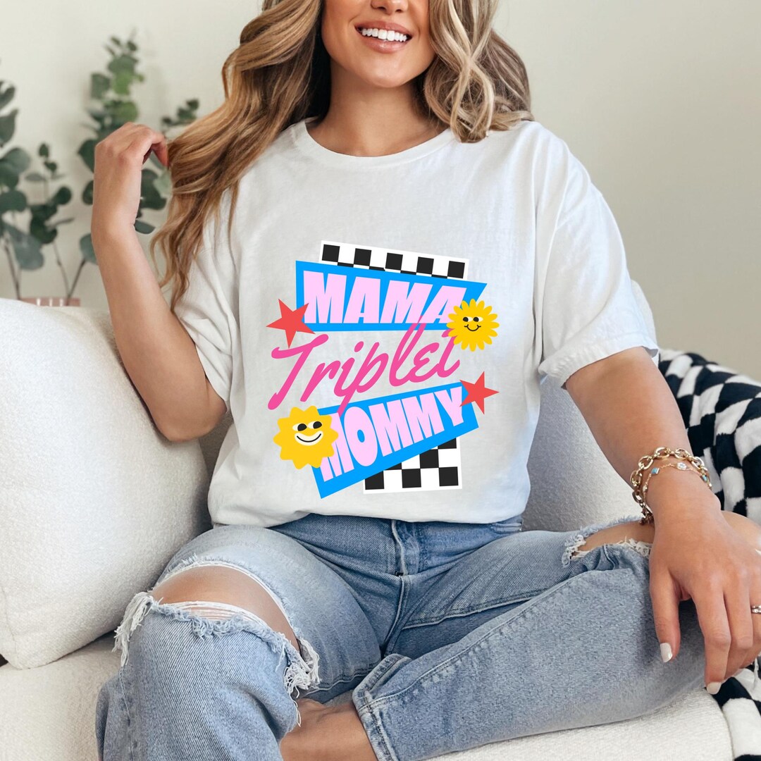 Three Mama Unity Mama Triplet Mammy Shirt, Funny Triplet Mom Tee, Proud Mom of Triplets ...